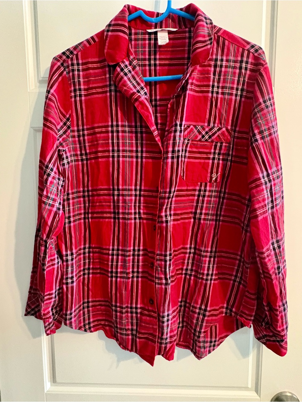 Victoria’s Secret Plaid Silver Metallic Thread Button Down Shirt